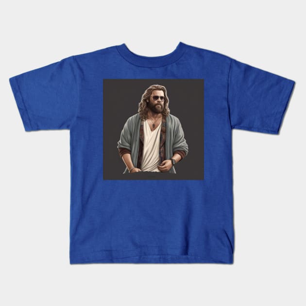 Fat Thor The Dude Kids T-Shirt by Grassroots Green